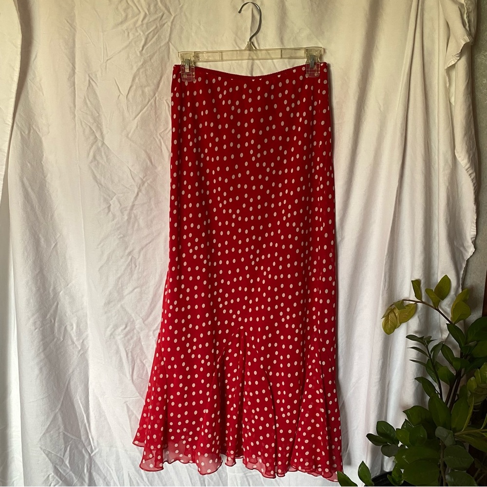 Vintage Red Polka Dot Maxi Skirt
